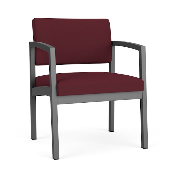 Lesro Lenox Steel Wide Guest Chair Metal Frame, Charcoal, OH Wine Upholstery LS1201 - main